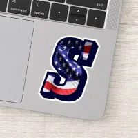 Monogram S American Flag Letter S Initial USA Sticker