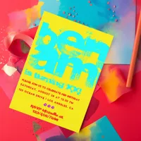 Trendy Color Combo Grunge Typography Birthday Invitation