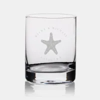 Sea Foam Beach Wedding Starfish ID837 Rocks Glass