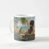 Anime office by the sea Coffee Mug