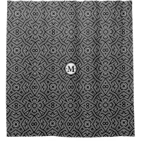 Geometric Pattern Monogram Black and White ID149 Shower Curtain