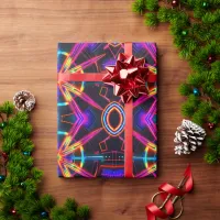 Neon Starburst Kaleidoscope Wrapping Paper