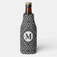 Geometric Pattern Monogram Black and White ID149 Bottle Cooler