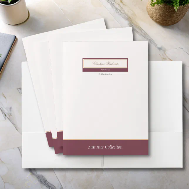 Classy Burgundy Ivory Pocket Folder