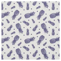 Vintage Blue and White Tropical Pineapples Pattern Fabric