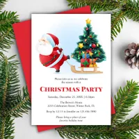 Modern Santa Christmas Tree Holiday Party Invitation