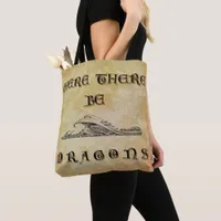 Here There Be Dragons Tote Bag