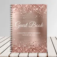 Glittery Rose Gold Foil 60th Birthday Guestbook Notebook