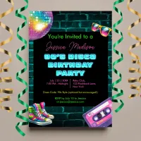  90s Neon Disco Birthday  Invitation