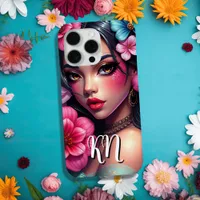 Beautiful Hispanic Anime Woman | Monogrammed iPhone 15 Pro Max Case