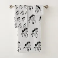 Icelandic horse in motion bath towel set