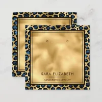 Chic Gold Mint Leopard Print Earring Display Card