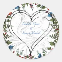 Beautiful,elegant & whimsical wedding themed decor classic round sticker