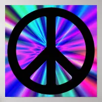 Aqua Light Show with Peace Symbol Poster