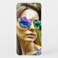 Beautiful Girl with Sunglasses Reflection Flowers Case-Mate Samsung Galaxy S9 Case