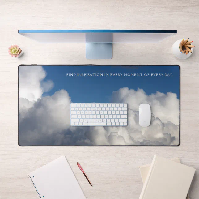 Fluffy Clouds in a Cerulean Blue Winter Sky Desk Mat