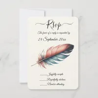 Whispers of Grace Feathered Elegance Minimalism RSVP Card