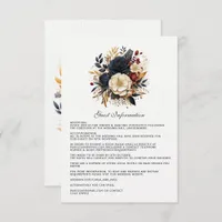 Gold, Navy Blue, and Burgundy Floral Guest Details Enclosure Card