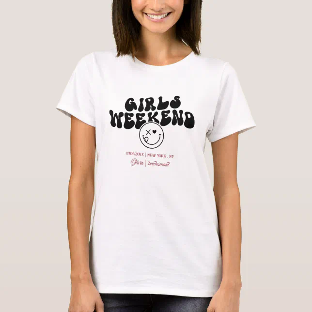 Custom Girls Weekend Retro Bachelorette Bride T-Shirt