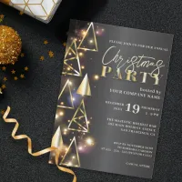 Stylish Modern Gold Black Business Christmas Party Invitation