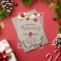 Christmas decorations and snow acrylic invitations