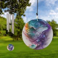 Wavy Rainbow Pastels AI Art Wind Chime