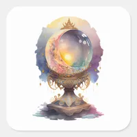 Watercolor Crystal Ball Square Sticker