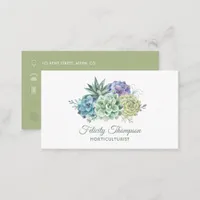 Watercolor Desert Cactus Succulents QR Code Business Card