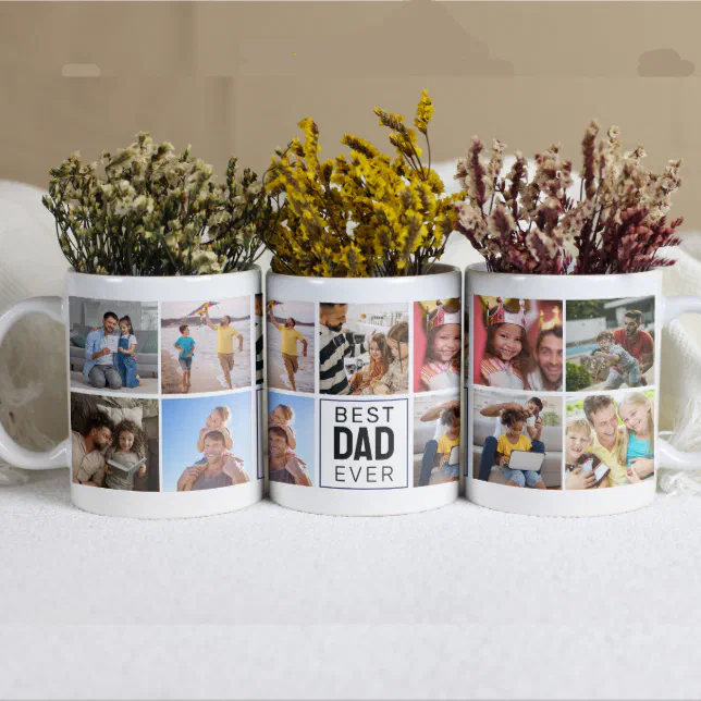 Best DAD Ever Father's Day Custom Photo Collage Coffee Mug