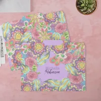 Bohemian Whimsical Colorful Flowers on Purple File Folder