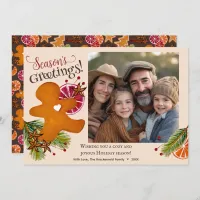 Gingerbread Man Seasons Greetings Photo Christmas Holiday Card