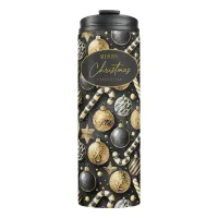 Black Gold Christmas Pattern#12 ID1009  Thermal Tumbler