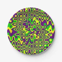 [Mardi Gras Op-Art] Purple Green Yellow Paper Plates