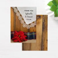 Rustic Poinsettia Plaid Winter Wedding Favor Tags