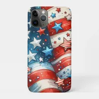 Red, White and Blue Abstract US Flag Patriotic  iPhone 11 Pro Case