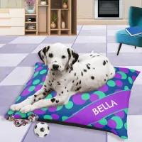 Bright Dots Colorful Pattern Personalized Name Dog Pet Bed