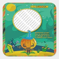 Halloween Jack o' Lantern Wizard Add Photo Frame Square Sticker