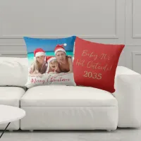 Merry Christmas Australian Family Photo Red Throw Pillow