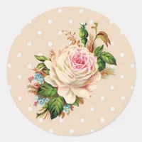 Pink Vintage Rose Polka dots Stickers