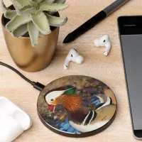 Beautiful Chatty Mandarin Duck at the Pond Wireless Charger