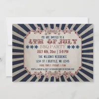 Vintage Rustic 4th of July BBQ Party Invitations