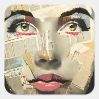 Artsy Unique Digital Art | Pretty Lady Abstract Square Sticker