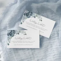 Dusty Blue Floral Watercolor Wedding Website Enclosure Card