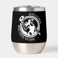 Personalized female Disc Golf  Thermal Wine Tumbler