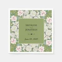 Elegant Floral Embrace Wedding Cocktail Napkins