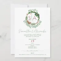 Fir Tree & Holly Wreath Christmas Themed Wedding Invitation