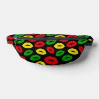 Rasta Colored Kisses Patterned Black Fanny Pack