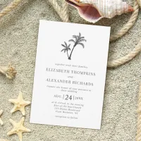 Tropical Beach Palm Tree Minimal Wedding Invitation