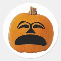 Jack o' Lantern Unhappy Face, Halloween Pumpkin Classic Round Sticker