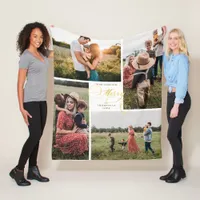 Elegant Merry Gold Christmas Four Photo Collage Fleece Blanket